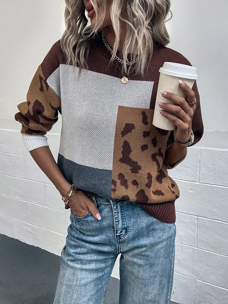 Diana | Vintage Leopard Patchwork Sweater