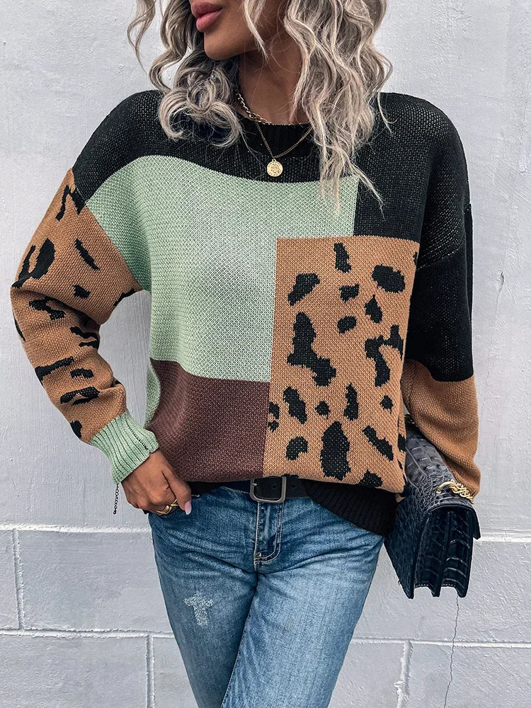 Diana | Vintage Leopard Patchwork Sweater
