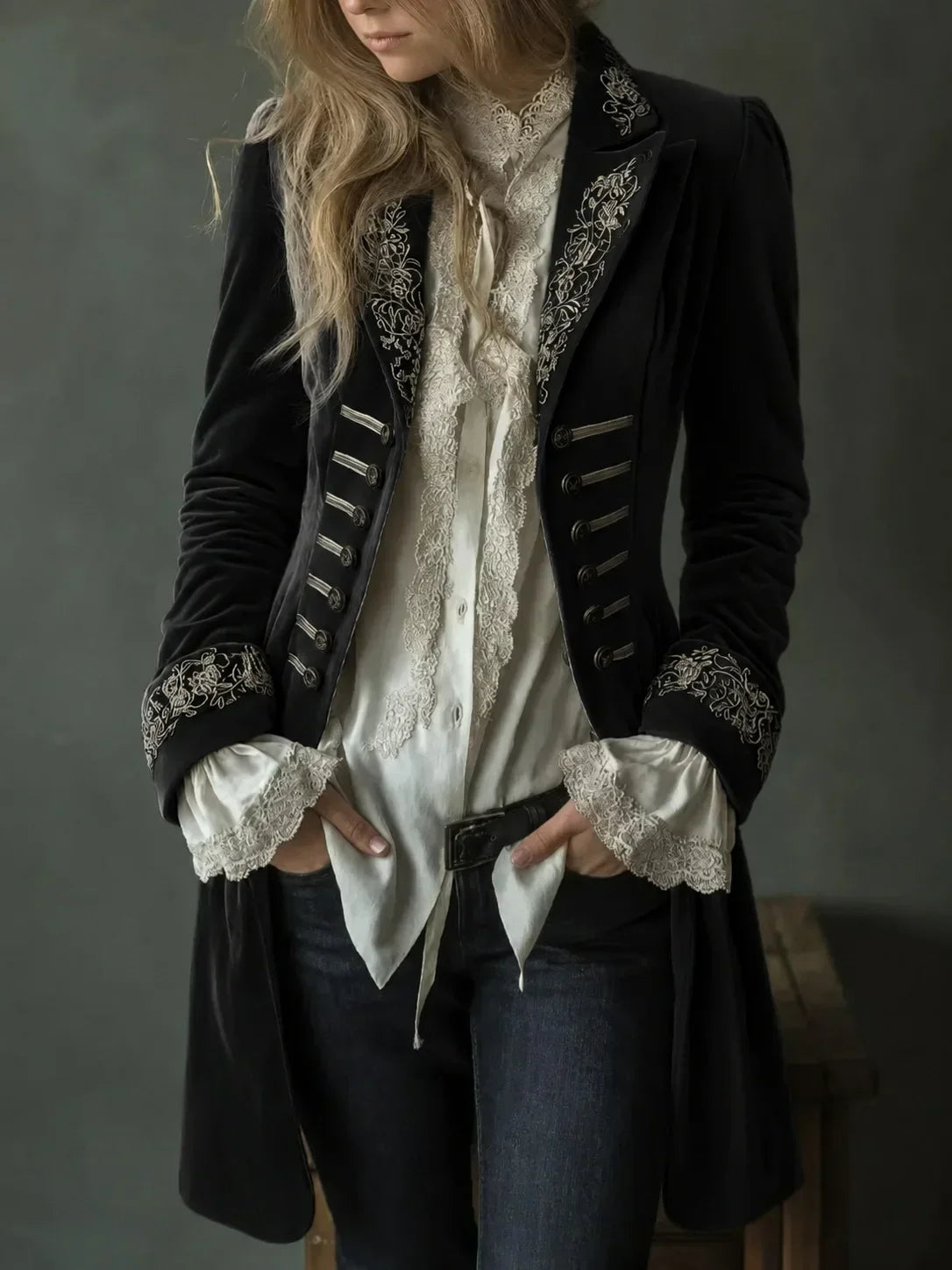 Philomène | Long Embroidered Velvet Jacket
