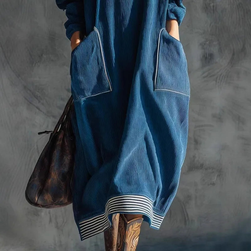 Moriah | Ribbed Knit Turtleneck Maxi Dress With Pockets