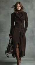 Georgette | Long Suede-Look Trench With Belt