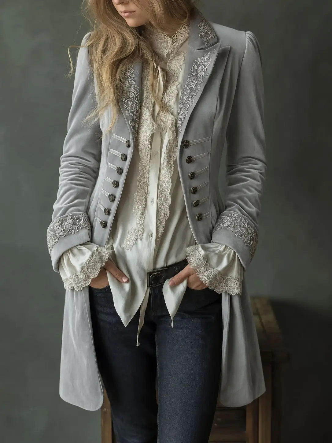 Philomène | Long Embroidered Velvet Jacket