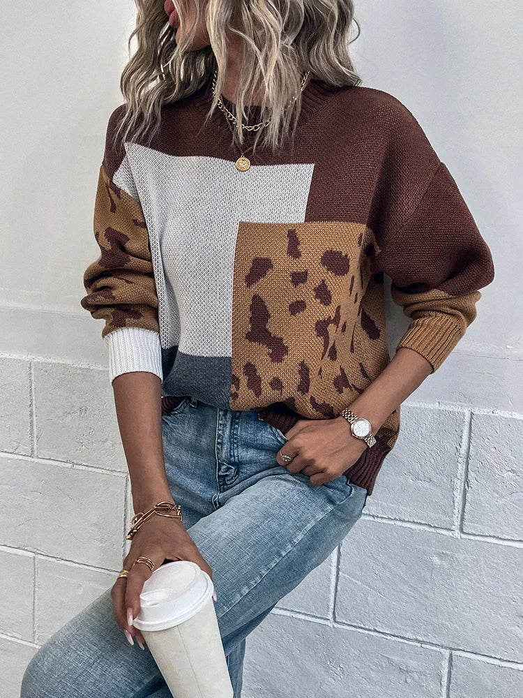 Diana | Vintage Leopard Patchwork Sweater
