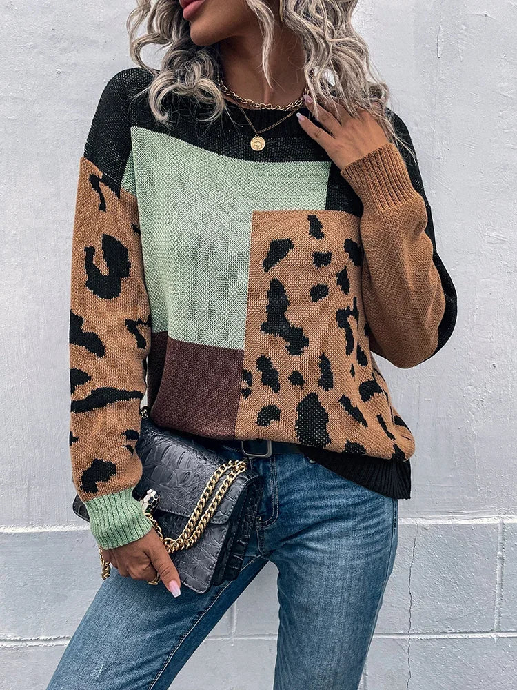 Diana | Vintage Leopard Patchwork Sweater