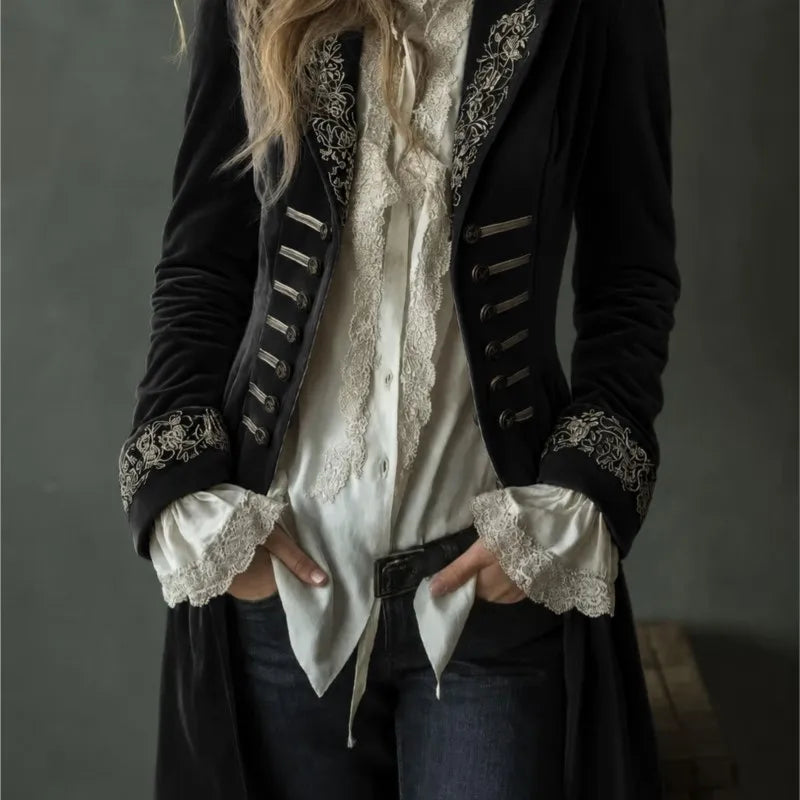 Philomène | Long Embroidered Velvet Jacket