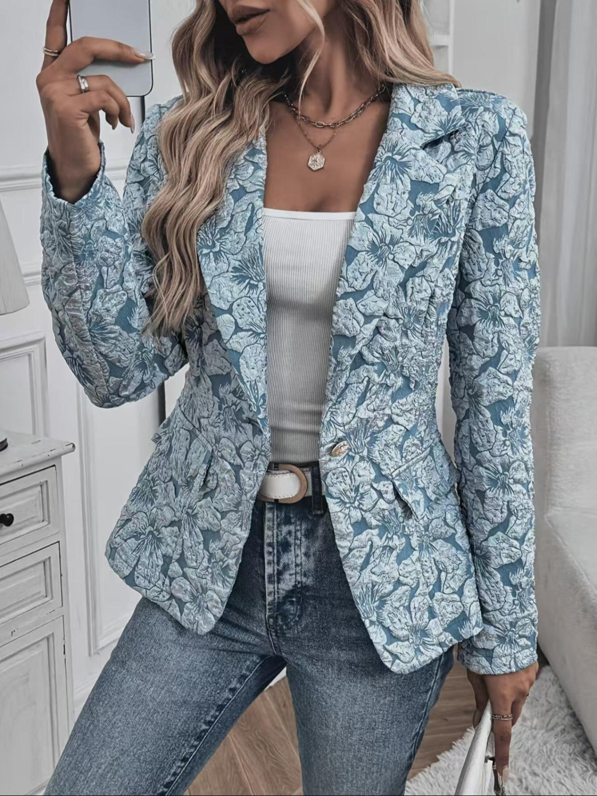 Maria | Paisley Jacquard Fitted Blazer