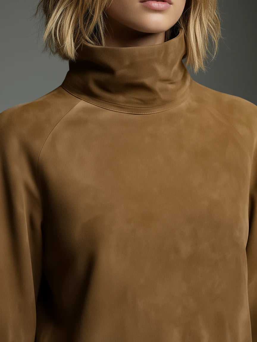 Beya | Oversized Suede Mini Dress with High Neck