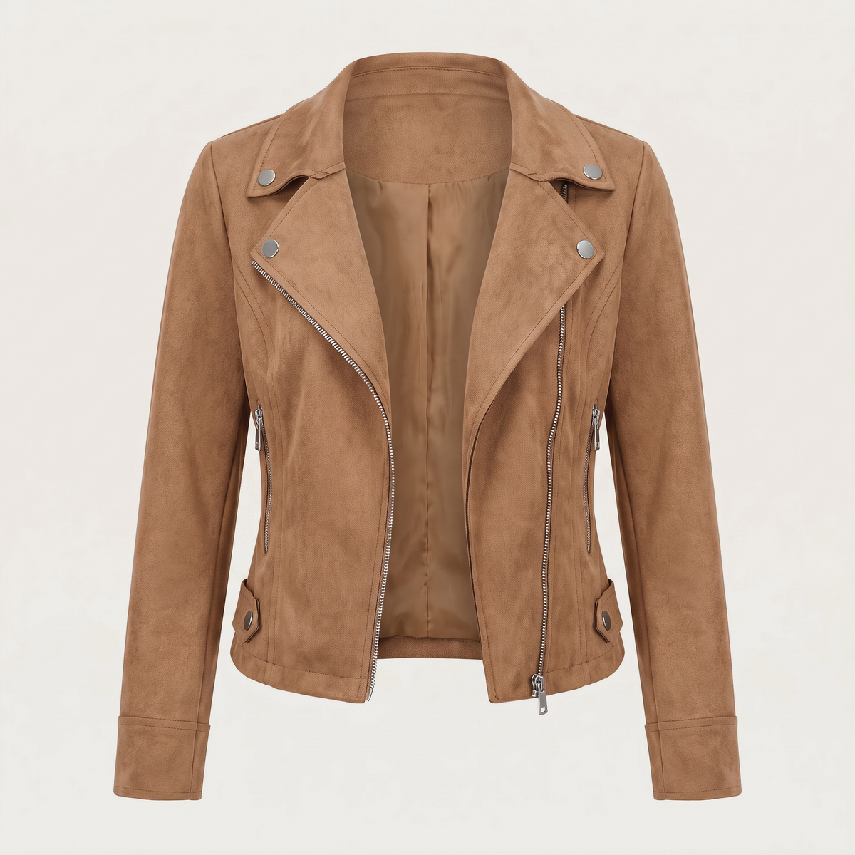 Liliana | Short Suede-Look Jacket With Asymmetric Zip