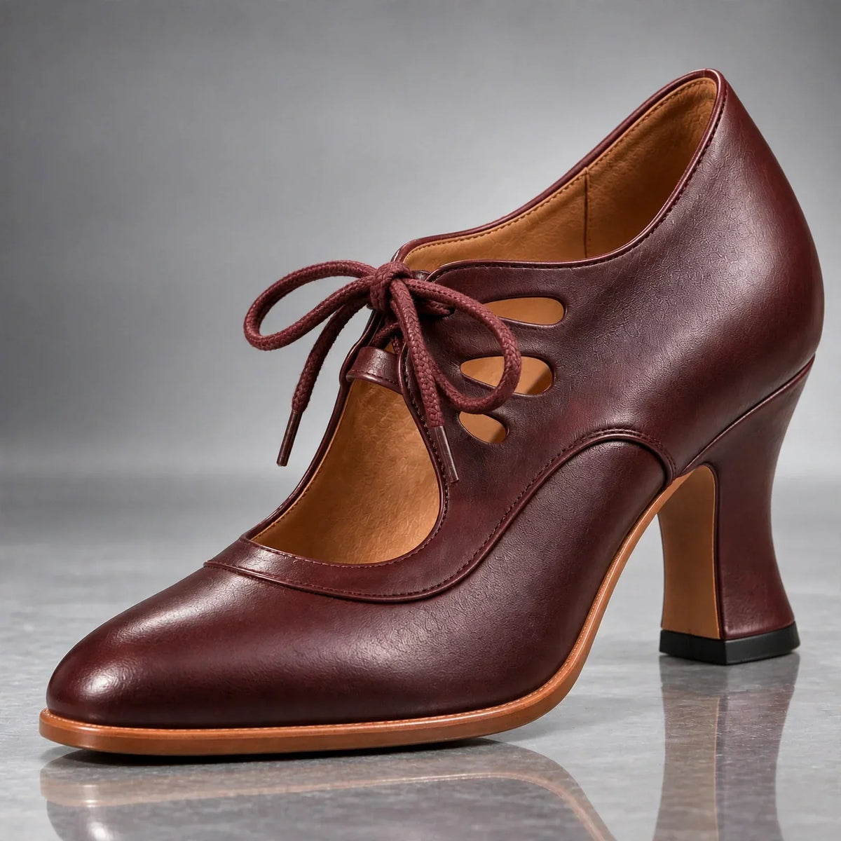 Mirella | Genuine Leather Lace-Up Heels