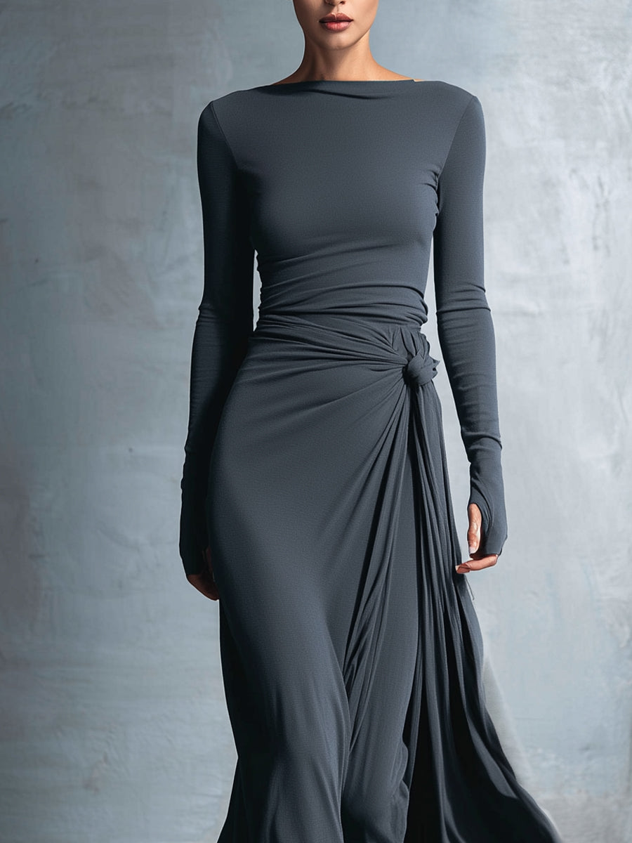 Yasmina | Side-Tie Draped Maxi Dress
