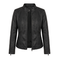 Giada | Biker Jacket With Mandarin Collar and Padded Shoulders