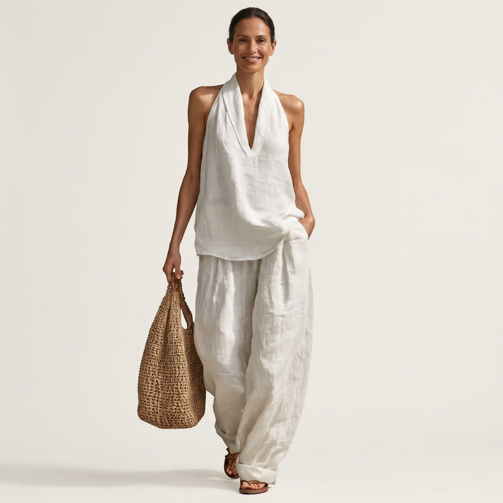 Alima | Linen-Look Halter Set