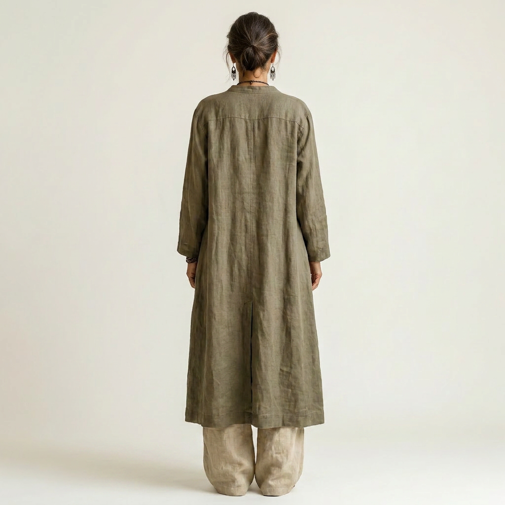 Gracia | Cotton-Linen Three-Piece Set With Duster