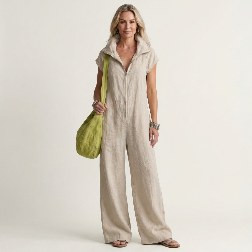 Elina | Zip-Front Collared Jumpsuit with Pockets