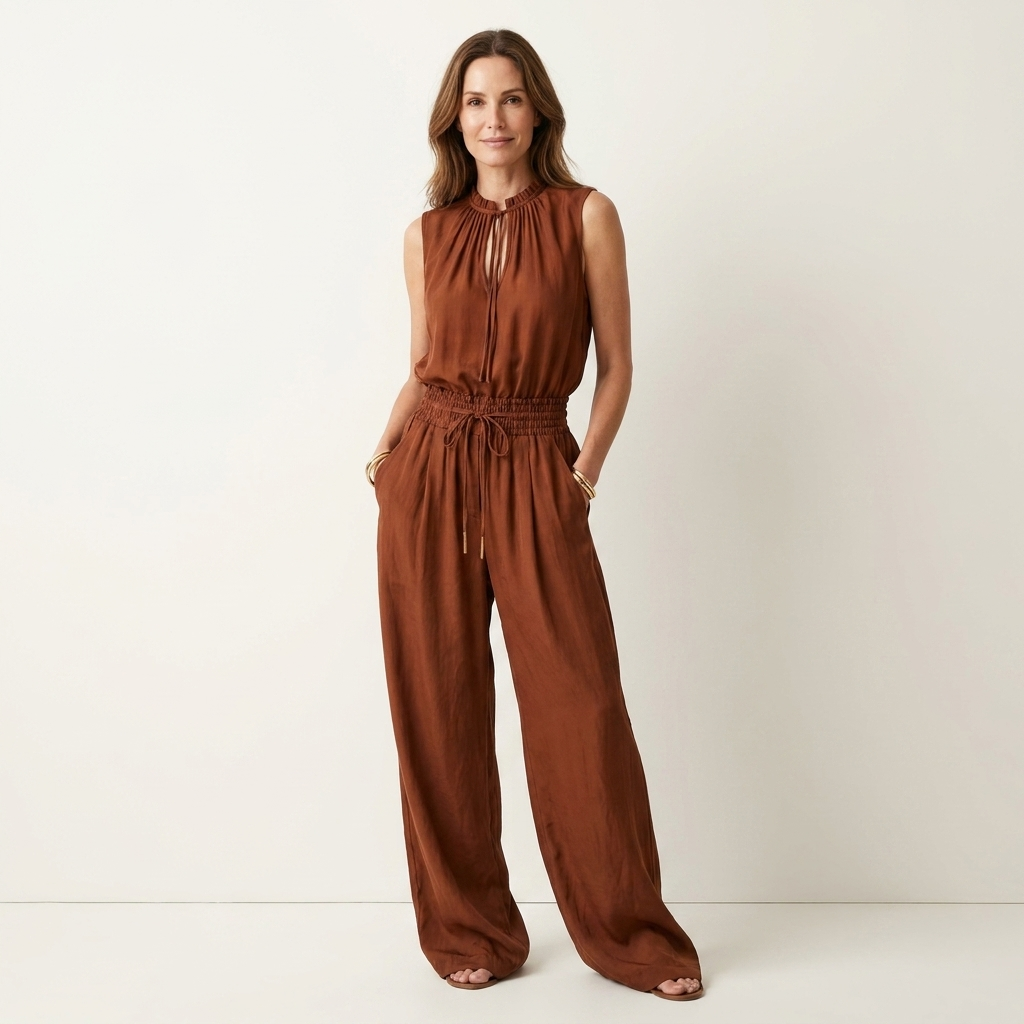 Romiana | Keyhole Halter-Neck Cinched-Waist Jumpsuit