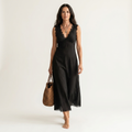 Maria | Lace-Trim V-Neck Sleeveless Midi Dress