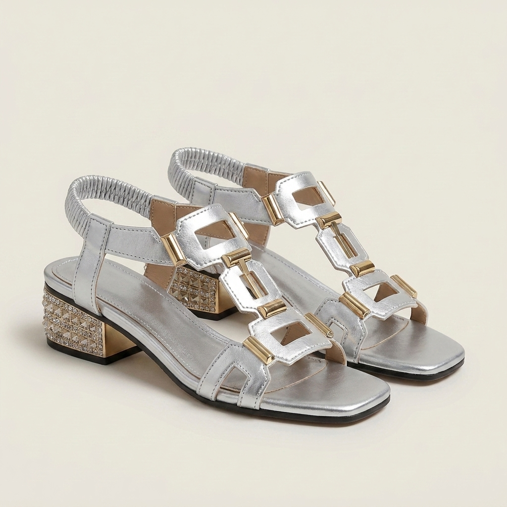 Adaly | Jeweled Block-Heel T-Strap Sandal