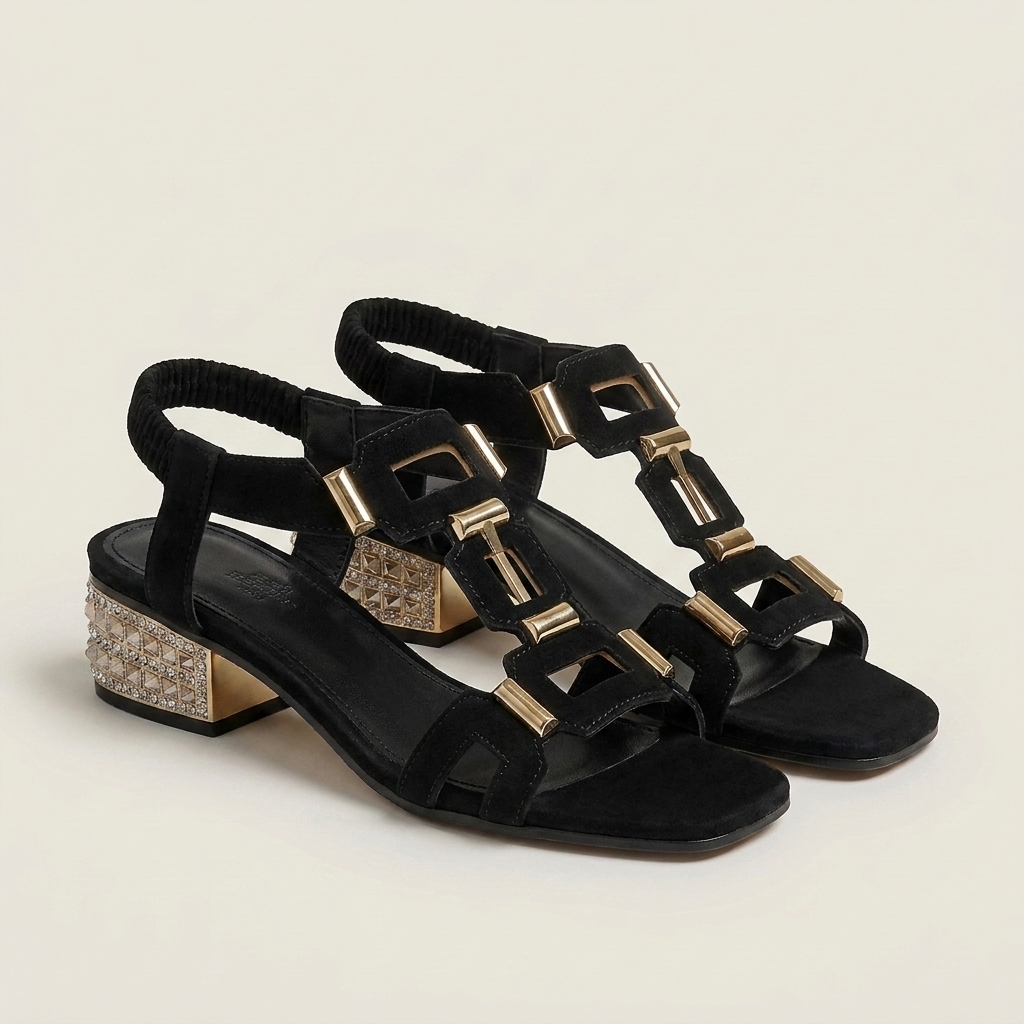 Adaly | Jeweled Block-Heel T-Strap Sandal
