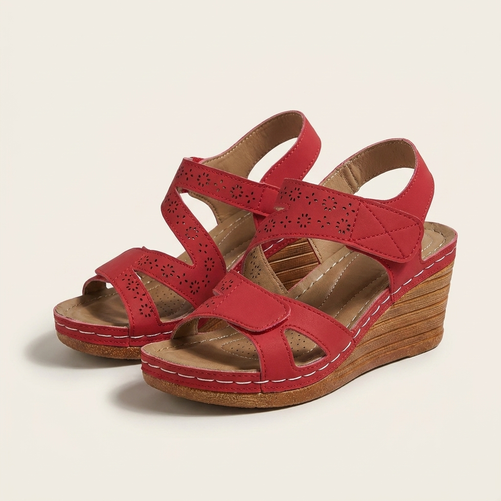 Amely | Orthopedic Wedge Sandal with Perforated Straps