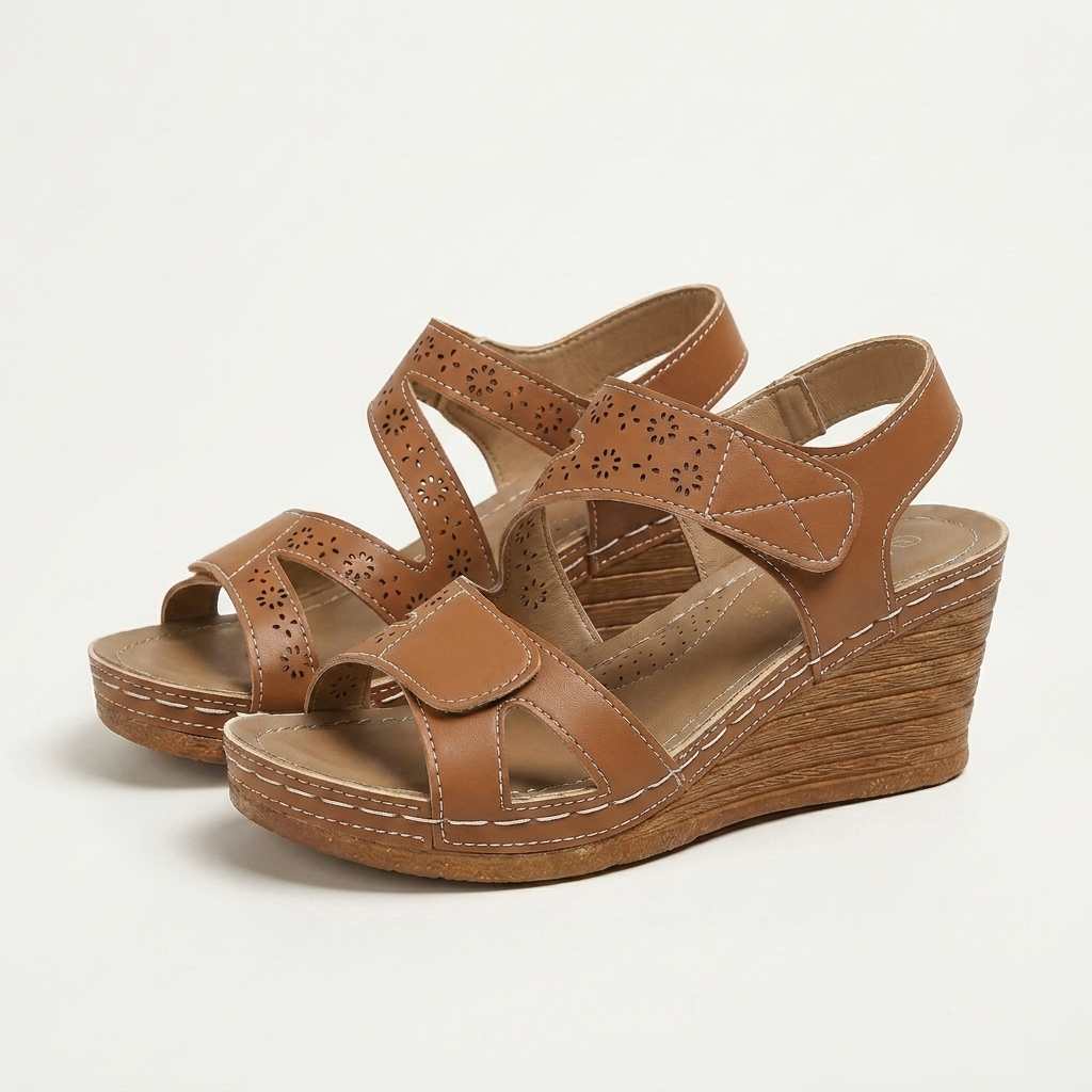 Amely | Orthopedic Wedge Sandal with Perforated Straps