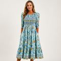 Phione | Smocked Print Midi Dress 4