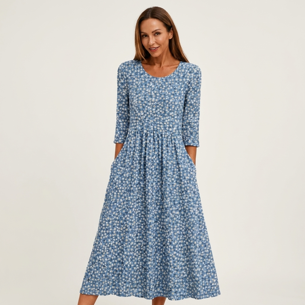 Phione | Smocked Print Midi Dress 3