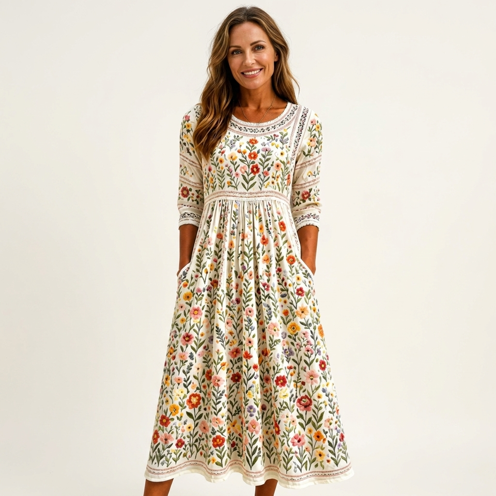 Phione | Smocked Print Midi Dress 5