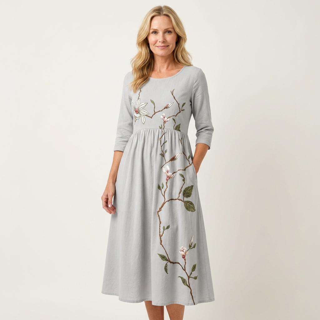 Phione | Smocked Print Midi Dress 9