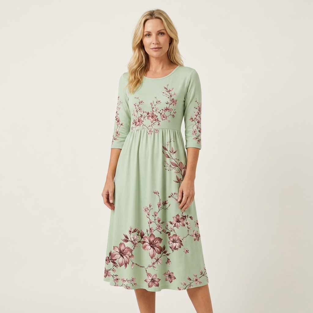 Phione | Smocked Print Midi Dress 10