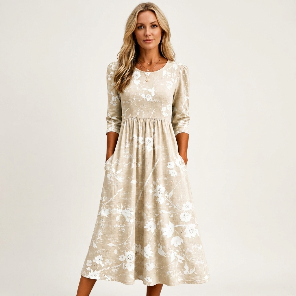 Phione | Smocked Print Midi Dress 12
