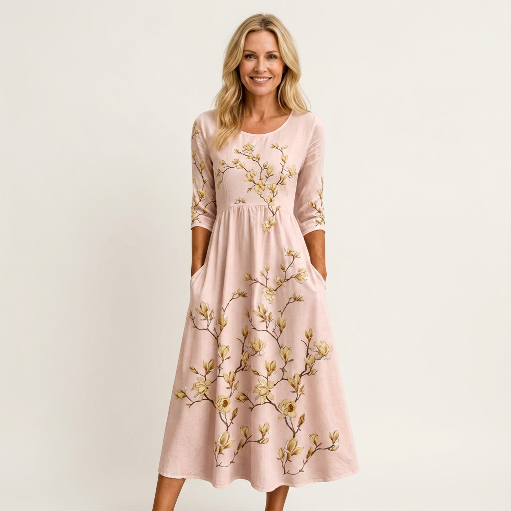 Phione | Smocked Print Midi Dress 13