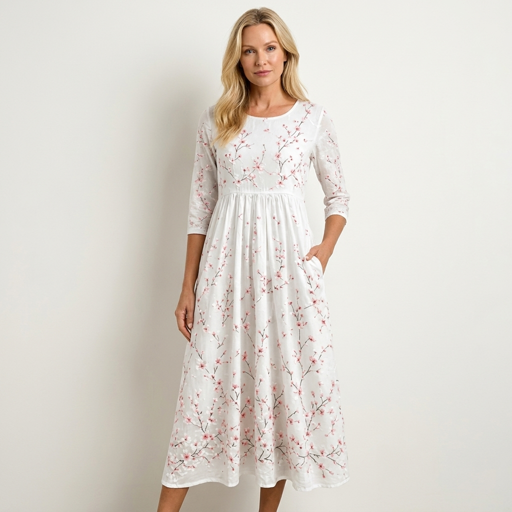 Phione | Smocked Print Midi Dress 18