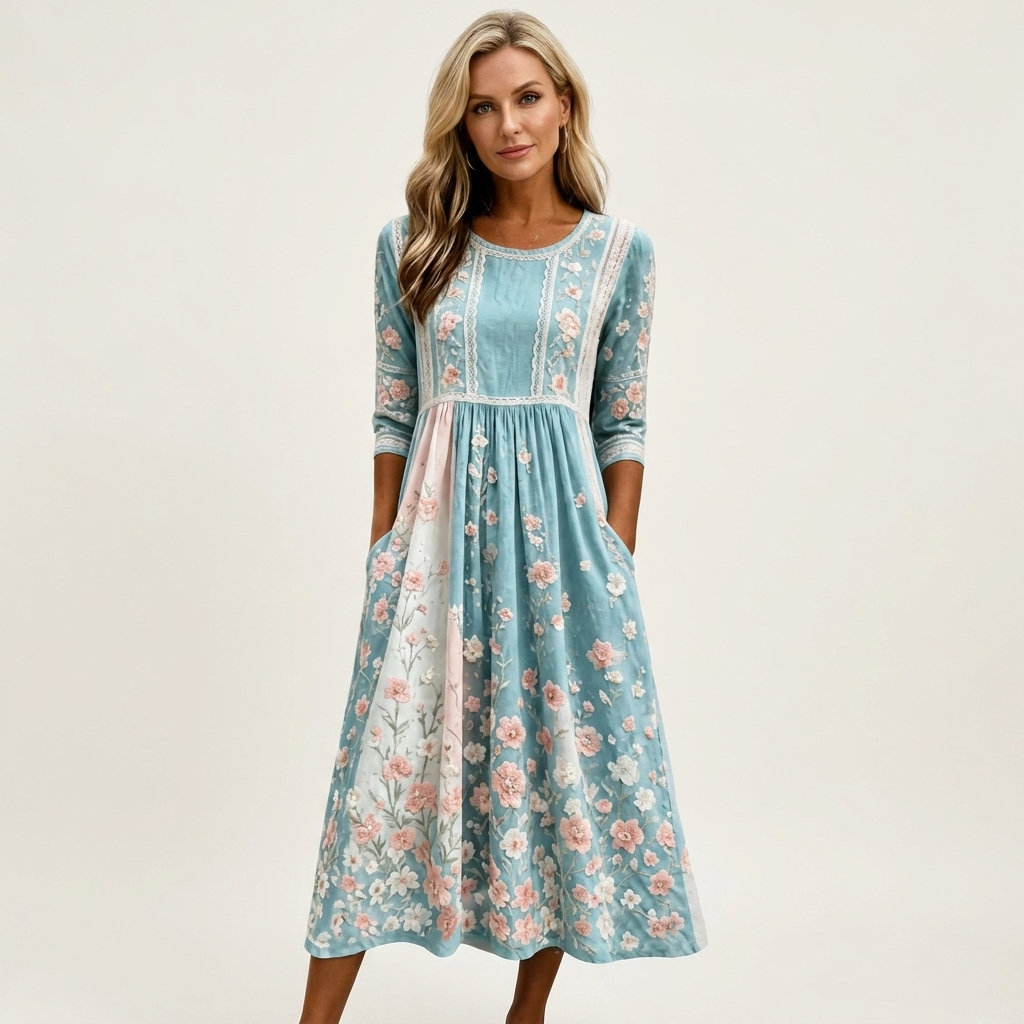 Phione | Smocked Print Midi Dress 20