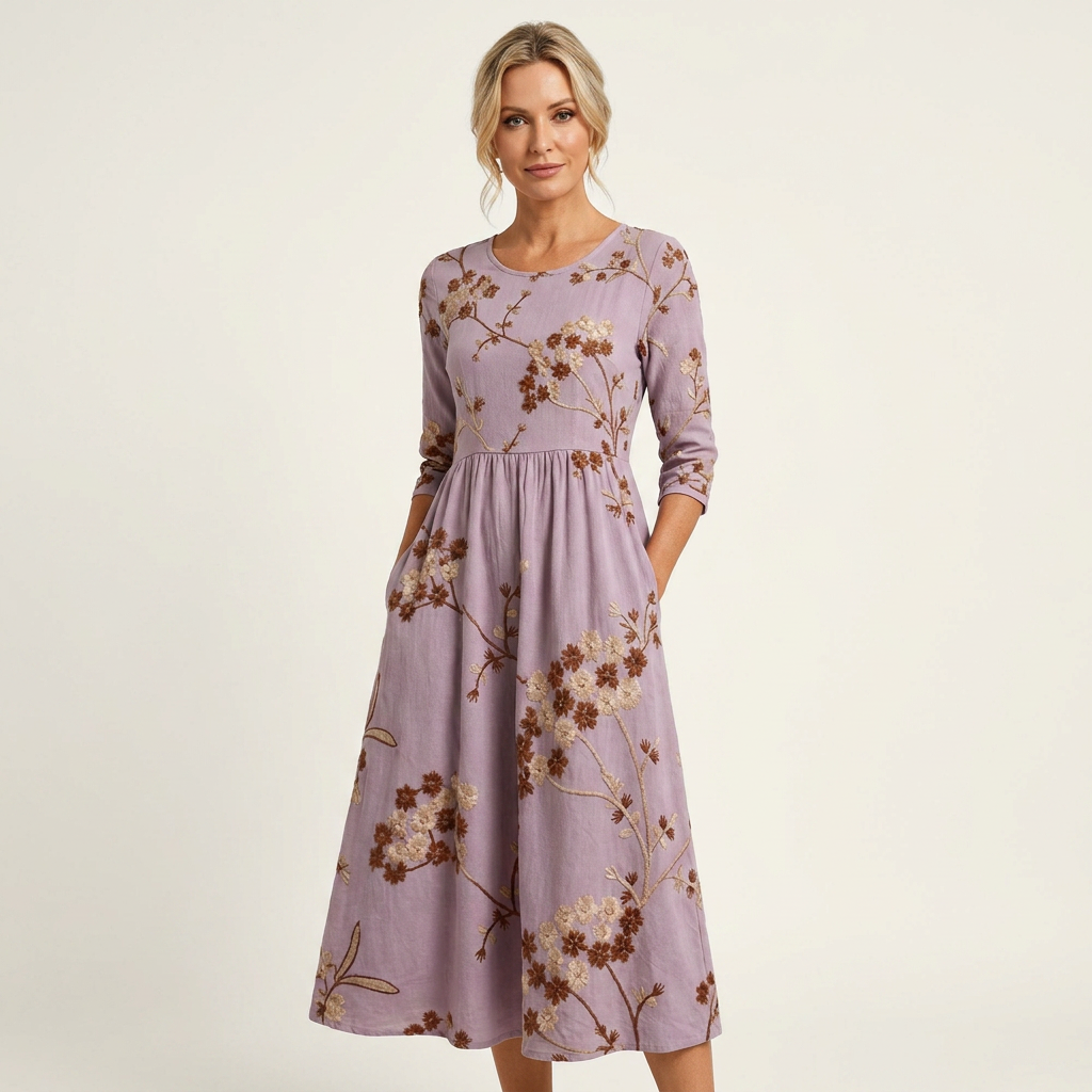 Phione | Smocked Print Midi Dress 15