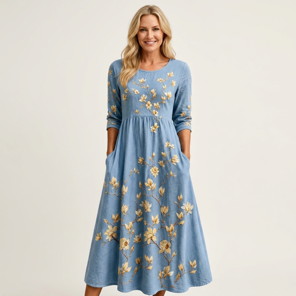 Phione | Smocked Print Midi Dress 17