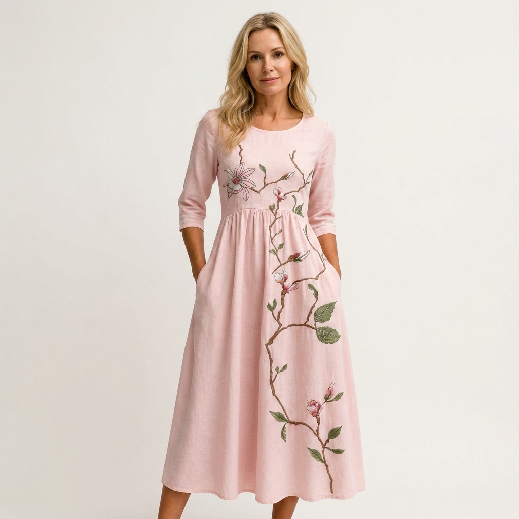 Phione | Smocked Print Midi Dress 19
