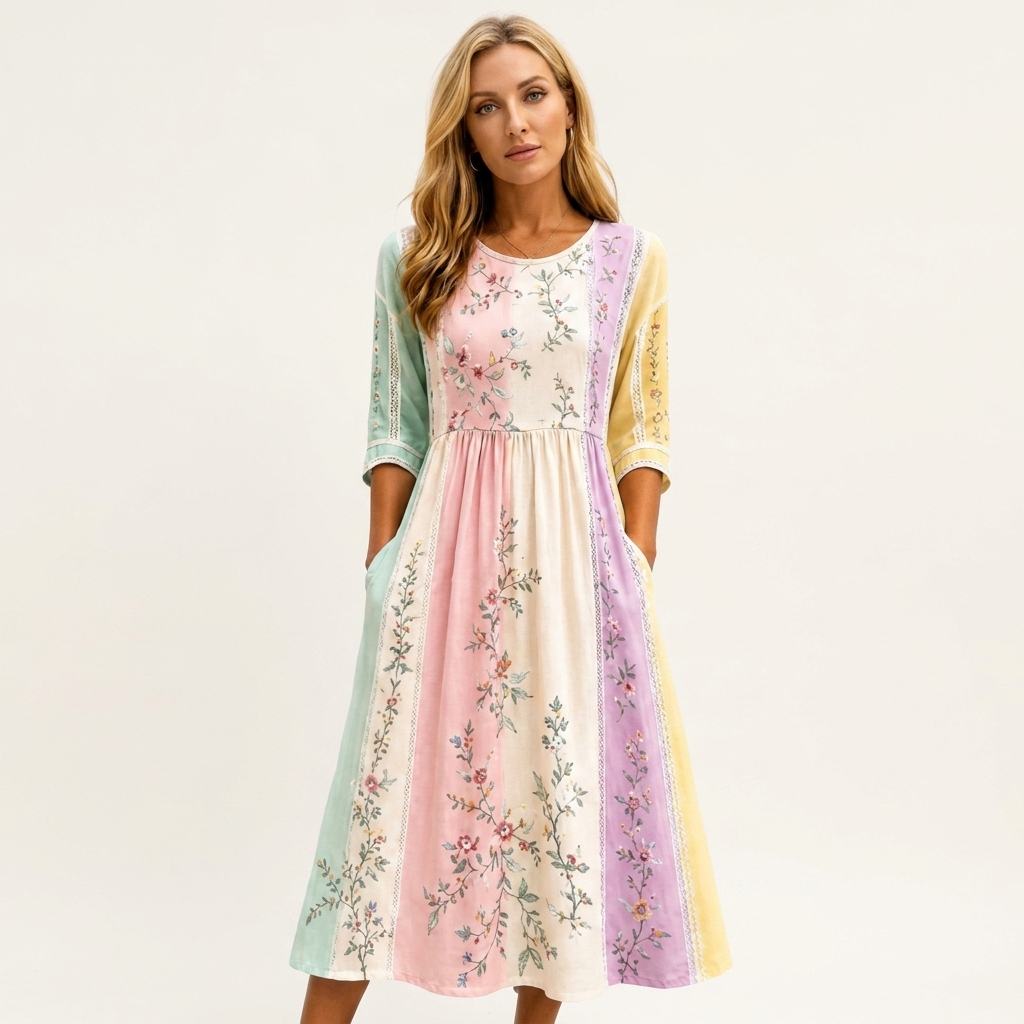 Phione | Smocked Print Midi Dress 23