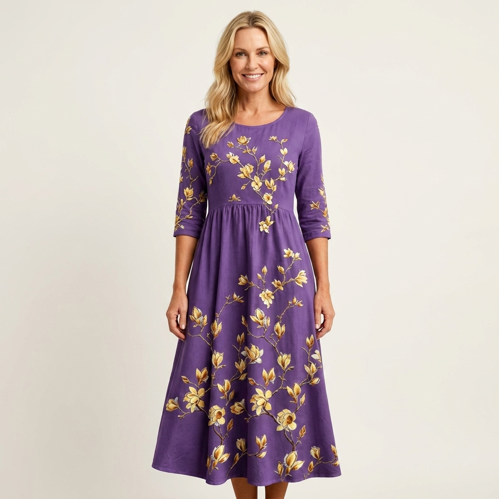 Phione | Smocked Print Midi Dress 24