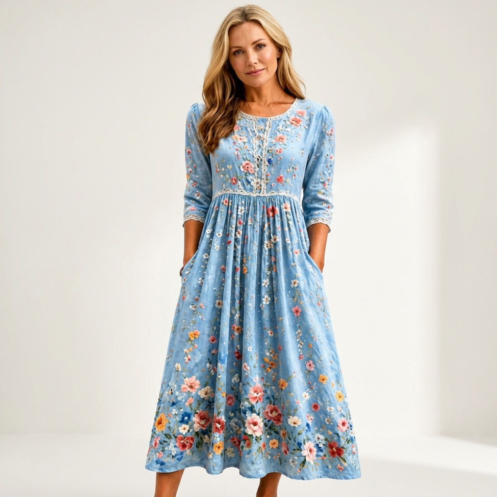 Phione | Smocked Print Midi Dress 21