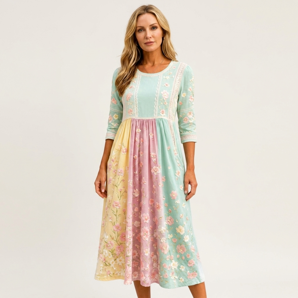 Phione | Smocked Print Midi Dress 26