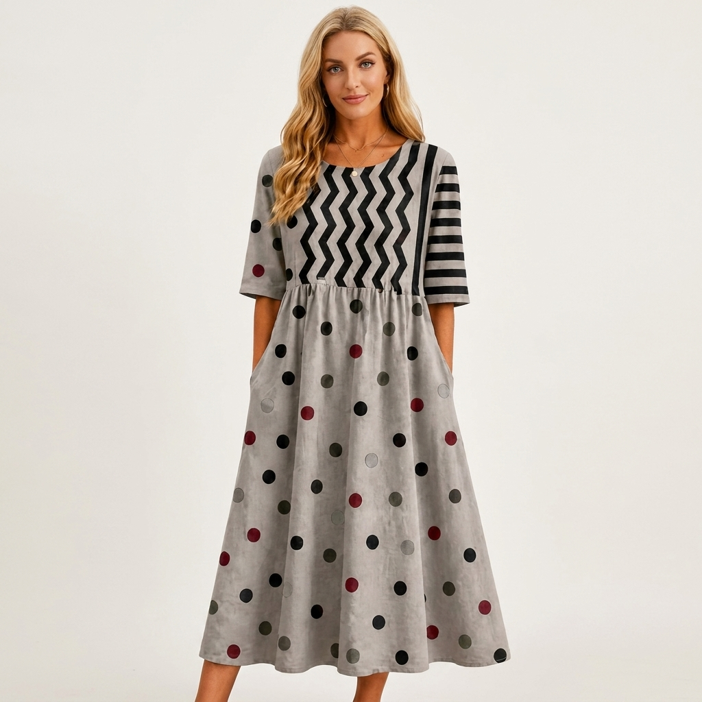 Phione | Smocked Print Midi Dress 29
