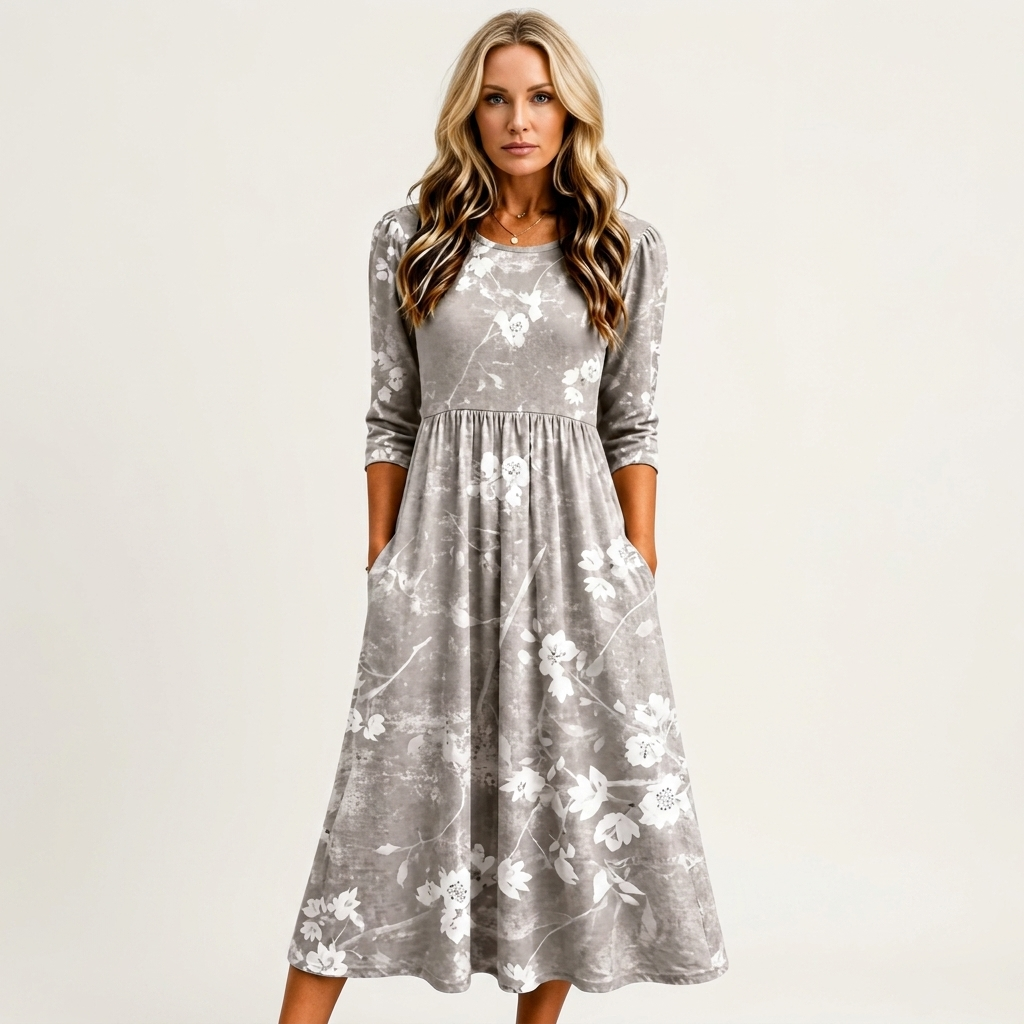 Phione | Smocked Print Midi Dress 30