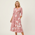 Phione | Smocked Print Midi Dress 33