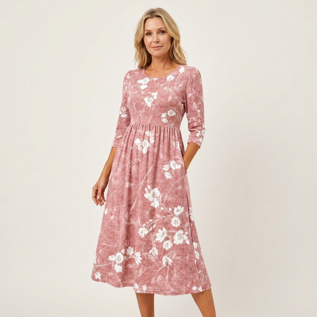 Phione | Smocked Print Midi Dress 33