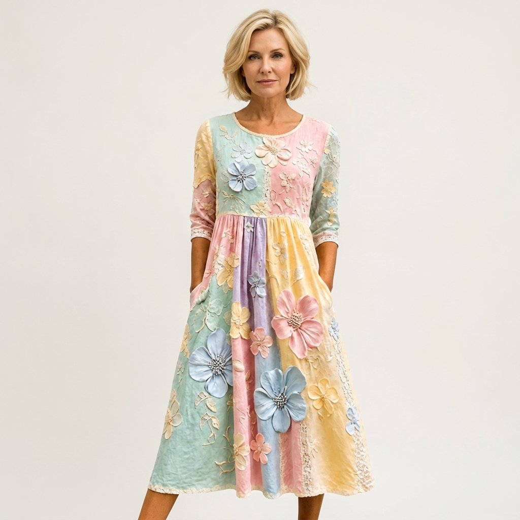 Phione | Smocked Print Midi Dress 34