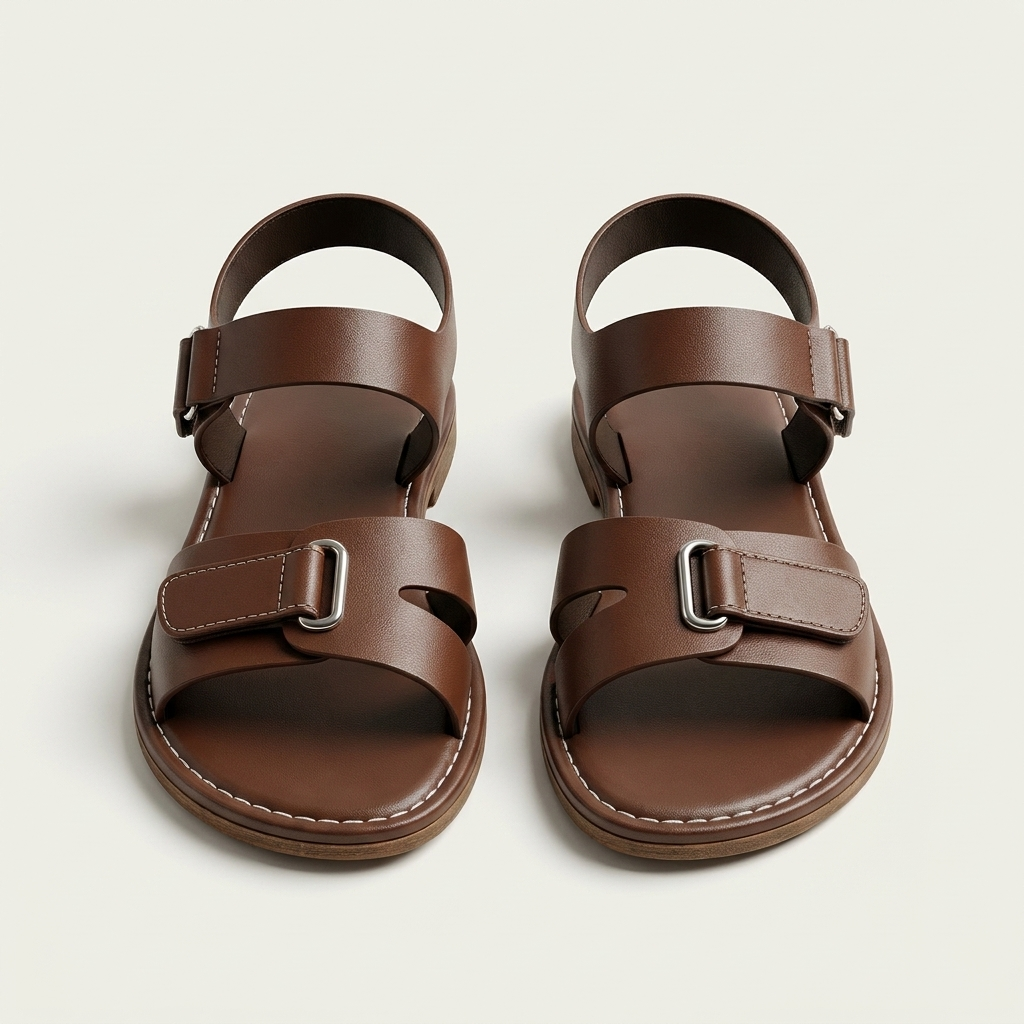 Amelia | Metal Buckle Flat Sandal with Ankle Strap