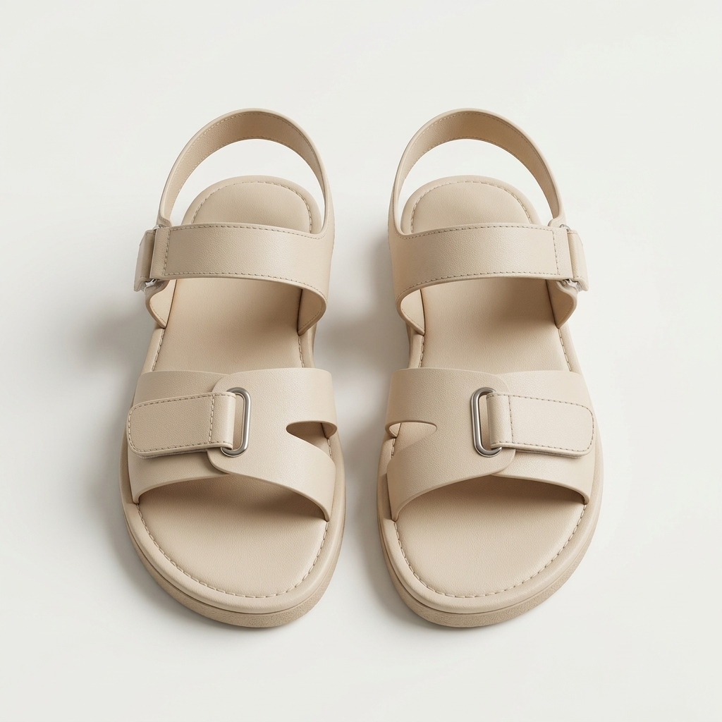 Amelia | Metal Buckle Flat Sandal with Ankle Strap