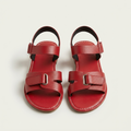 Amelia | Metal Buckle Flat Sandal with Ankle Strap