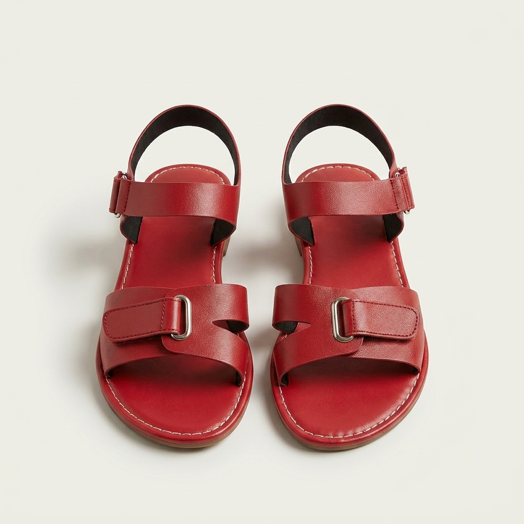 Amelia | Metal Buckle Flat Sandal with Ankle Strap