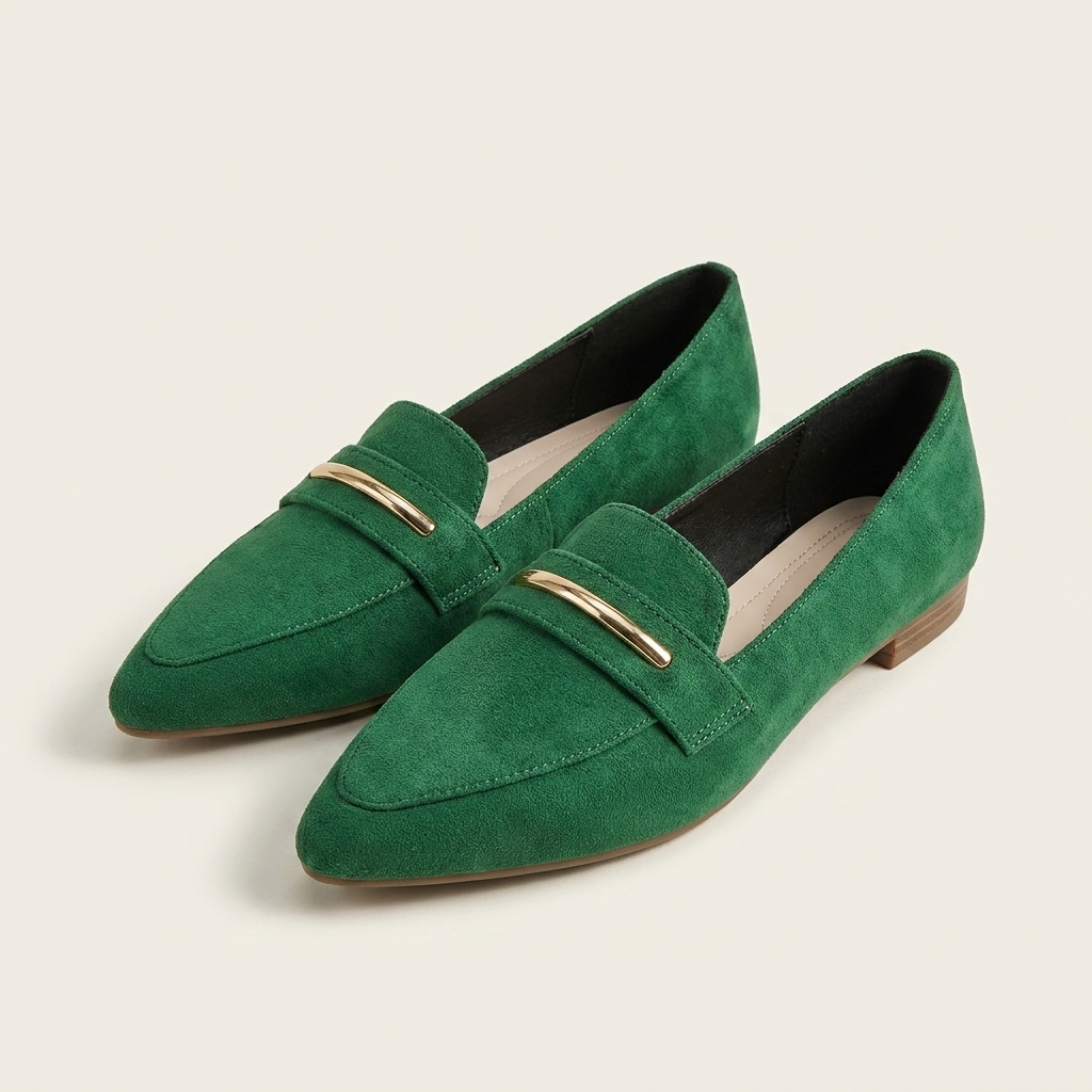 Sally | Pointed-Toe Loafer with Gold Bar Detail